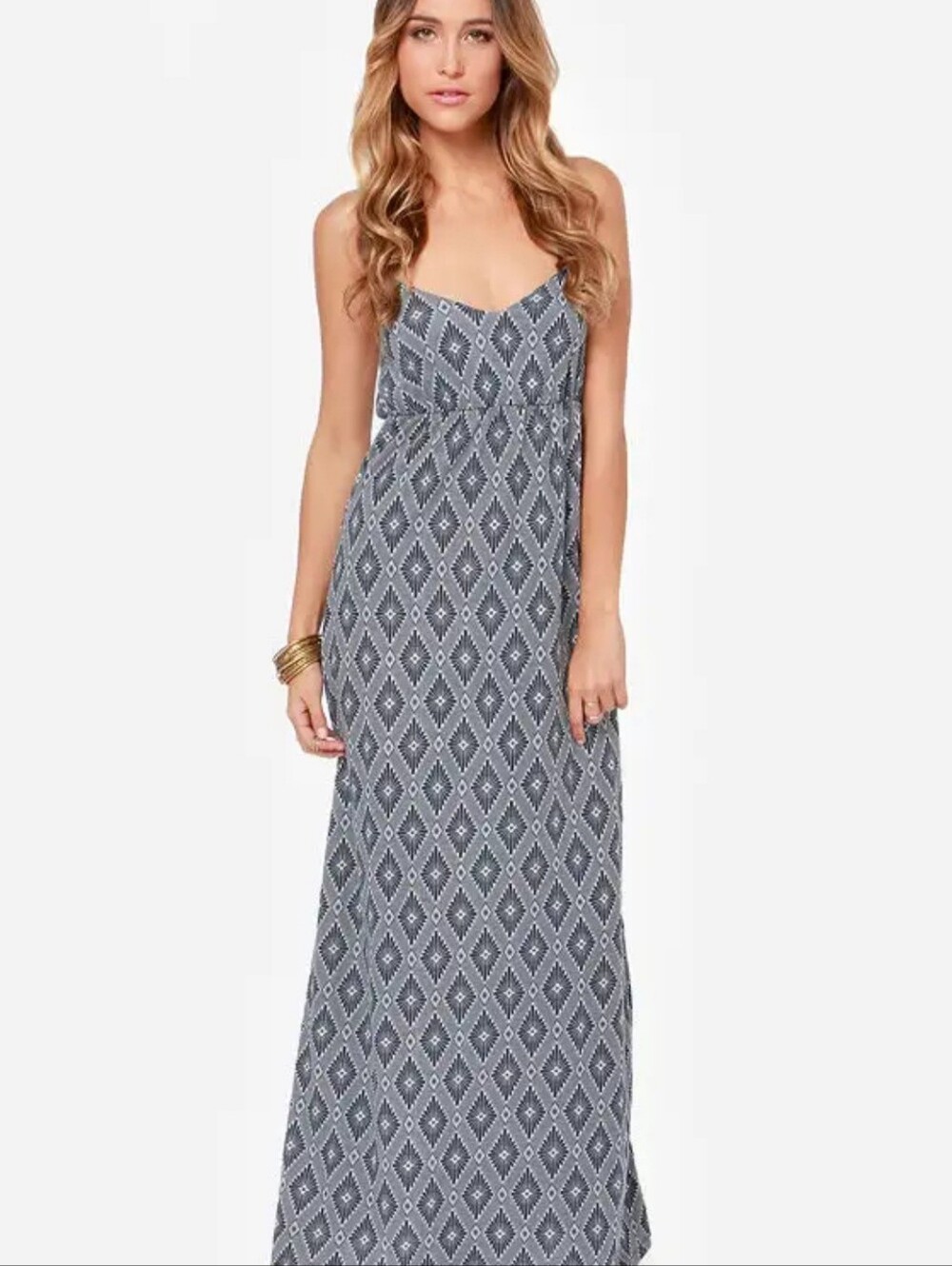 O'NEILL Jenna Ink Blue Geometric Print Maxi Dress. Size Medium. - Picture 2 of 15